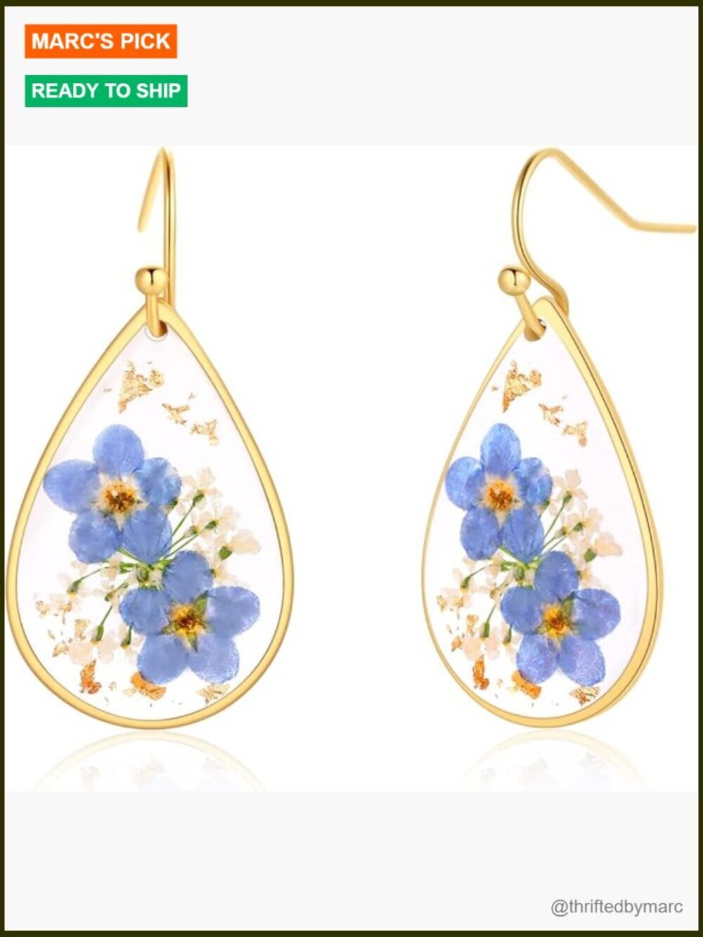 Pressed Wildflower Drop Earrings Handmade Floral Jewelry